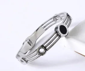 Stainless Steel Crystal Cuff Bracelet Bangle