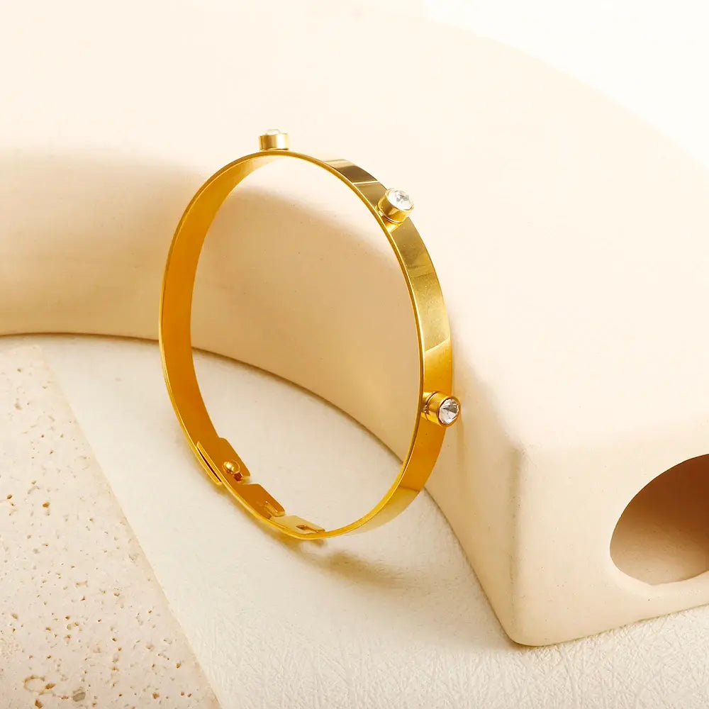 Stainless Steel Crystal Cuff Bracelet Bangle