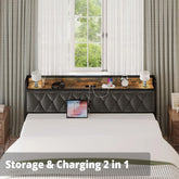 ANCTOR Twin/TwinXL/Full/Queen/King/CaliforniaKing Bed Frames, Storage Headboard with Outlets, No Noise, No Box Springs Needed Jonine&