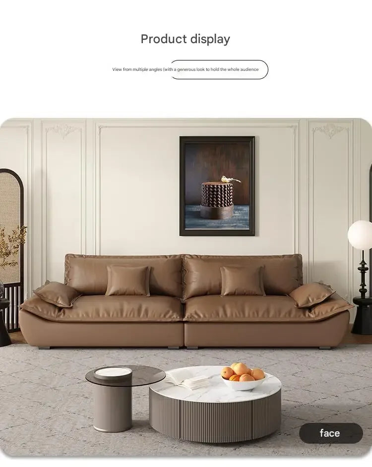 Luxury Genuine Leather Sofa — Designer Modular Living Room Seating