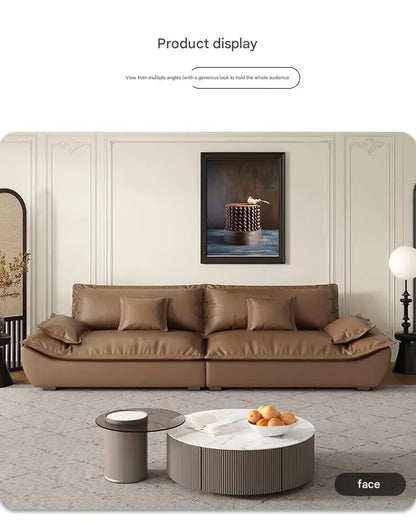 Luxury Genuine Leather Sofa — Designer Modular Living Room Seating