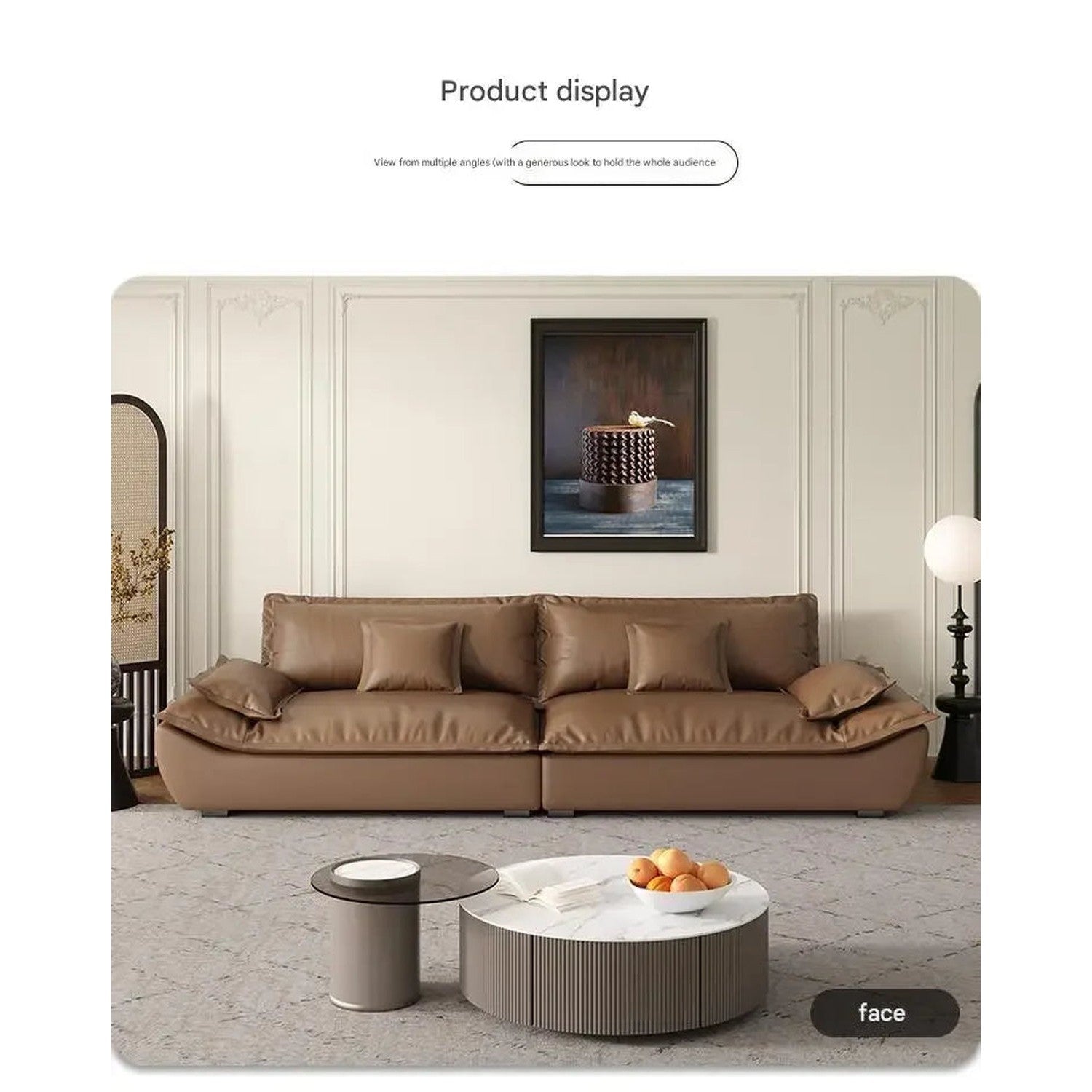 Luxury Genuine Leather Sofa — Designer Modular Living Room Seating