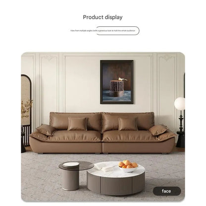 Luxury Genuine Leather Sofa — Designer Modular Living Room Seating