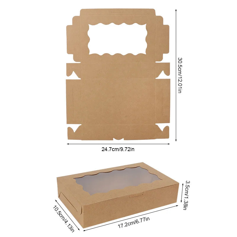 Kraft Paper Gift Boxes with Window — Set of 5, 10, or 20
