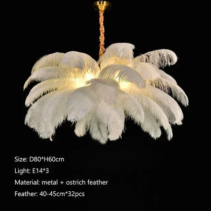 Soft Power — Nordic Ostrich Feather Chandelier for Bedroom & Living Room