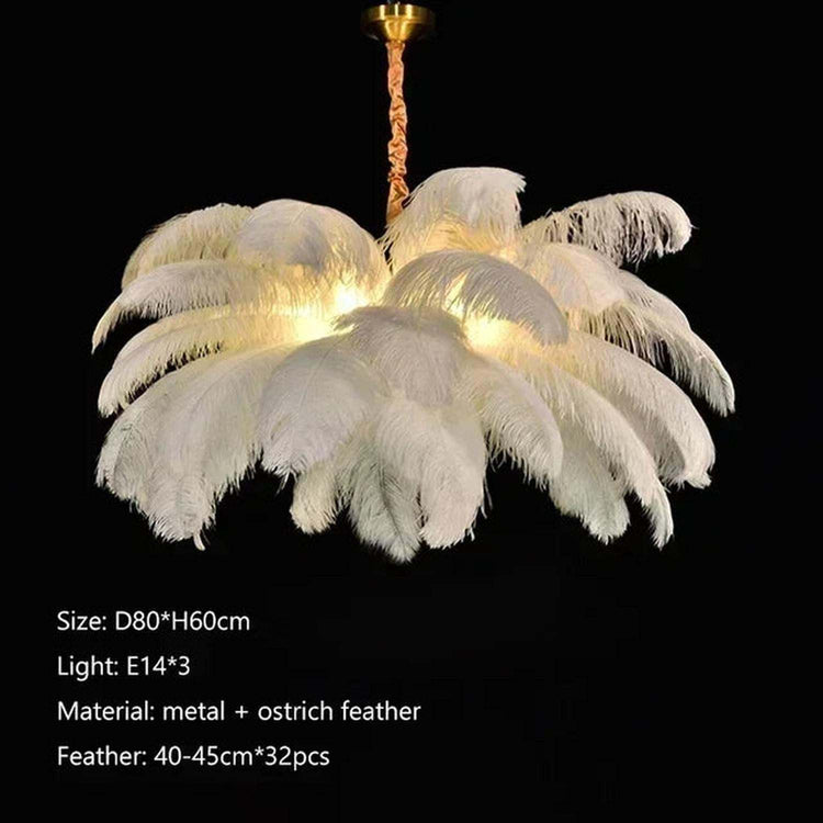 Soft Power — Nordic Ostrich Feather Chandelier for Bedroom & Living Room