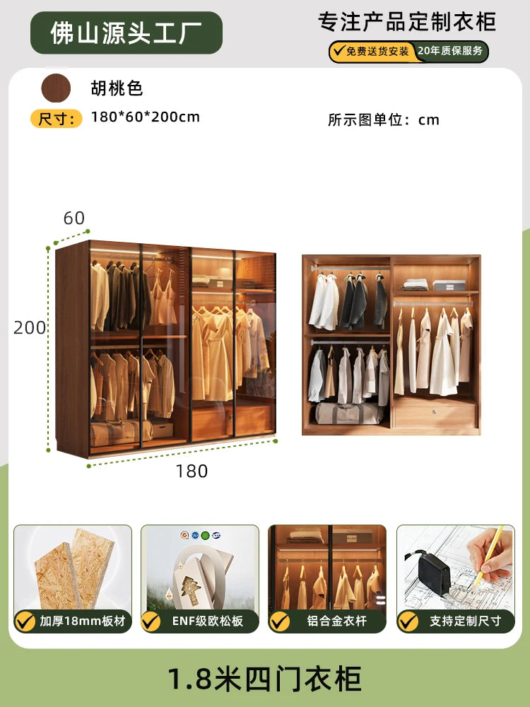 Luxury L-Shaped Glass Wardrobe — Modern Bedroom Closet