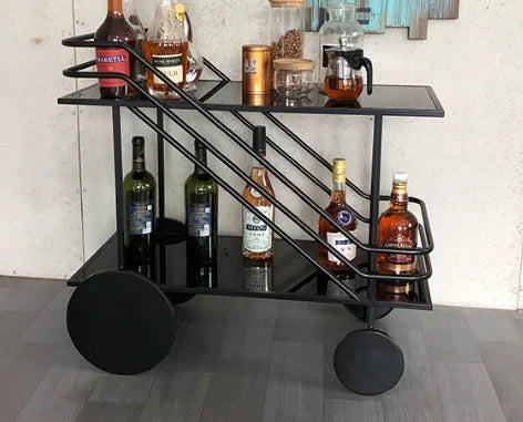 Iron Art Rolling Bar & Serving Cart