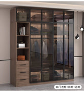 Glass light luxury corner cloakroom wardrobe Double clothes closet cabinets and wardrobes Cabinet dressing clothe home furniture Jonine&