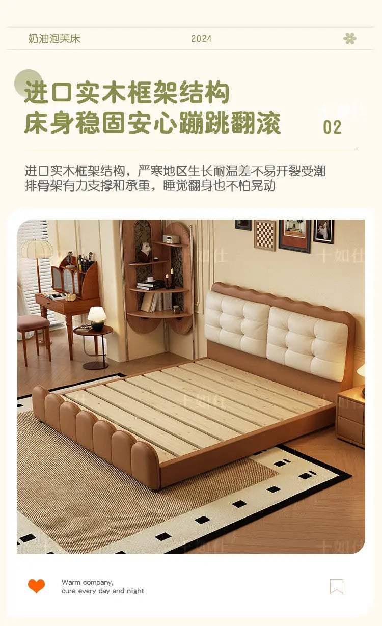 Elegant Upholstered Platform Bed — Modern Double Bed Frame