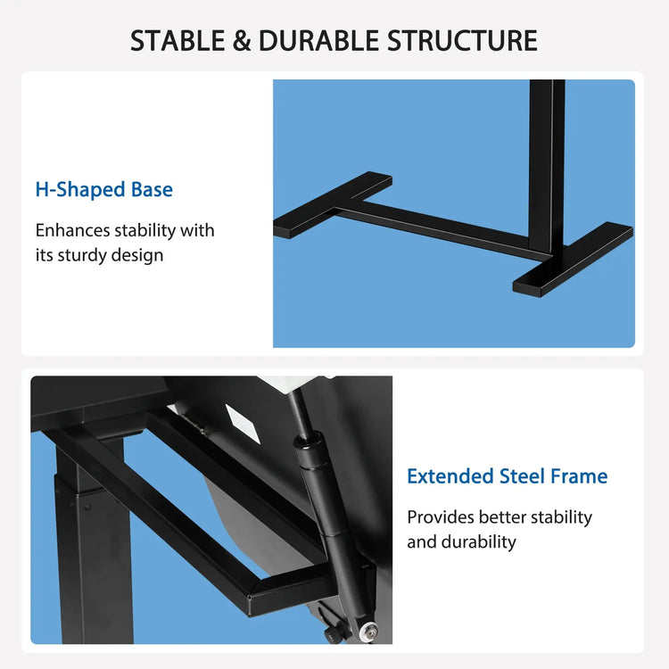 JHK Overbed Bedside Flip Lap Desk with Wheels and Tilt Top Adjustable Height Home Use Bed Table Mobile Standing Desk For Bedroom Jonine&