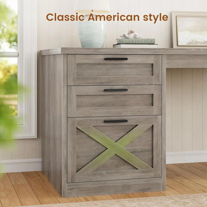 Farmhouse 67" L-Shaped Desk with 3 Drawers & Storage Shelves