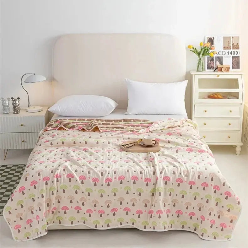 Multi-functional Summer Quilt Thin Breathable Duvet Cool Breathability Cotton Gauze Fabric Towel Blanket Skin-friendly Comforter