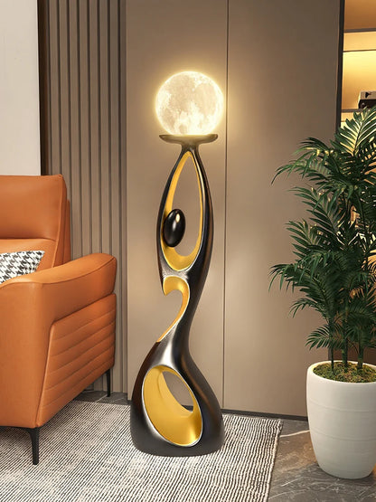 Movement Frozen in Time — Resin Floor Sculpture with Ambient Light