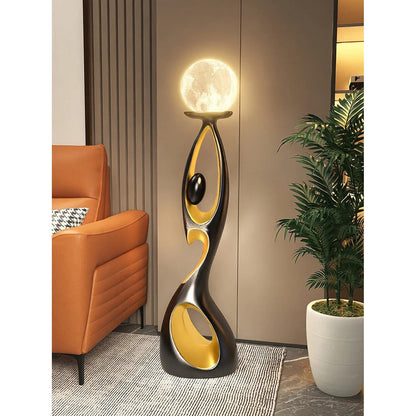 Movement Frozen in Time — Resin Floor Sculpture with Ambient Light