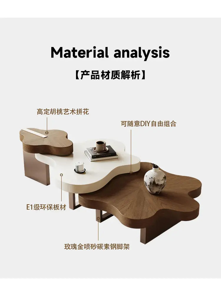 Organic Cloud Nesting Coffee Tables — Sculptural Wood Set for the Living Room