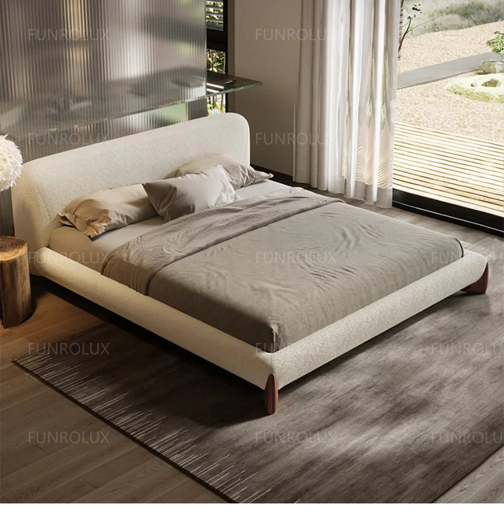 Japanese Tatami Platform Bed — Minimalist Fabric Upholstered Frame