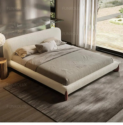 Modern Simple Bed Fabric Bed Japanese Tatami Double Bed Italian Minimalist Master Bedroom Soft Back Lamb&