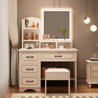 Small Space, Big Ritual — Compact Dressing Table with Mirror & Storage