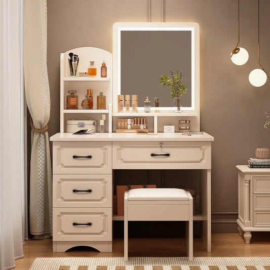 Compact Dressing Table with Mirror & Storage — Modern Bedroom Vanity
