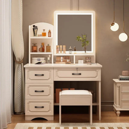 Small Space, Big Ritual — Compact Dressing Table with Mirror &amp; Storage