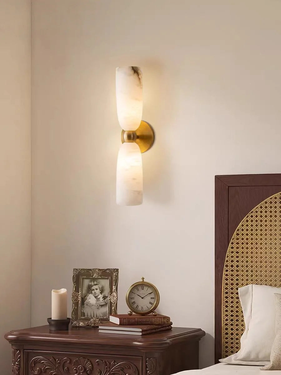 Alabaster Long Wall Sconce — Luxury Marble Wall Lamp for Bedroom & Living Room