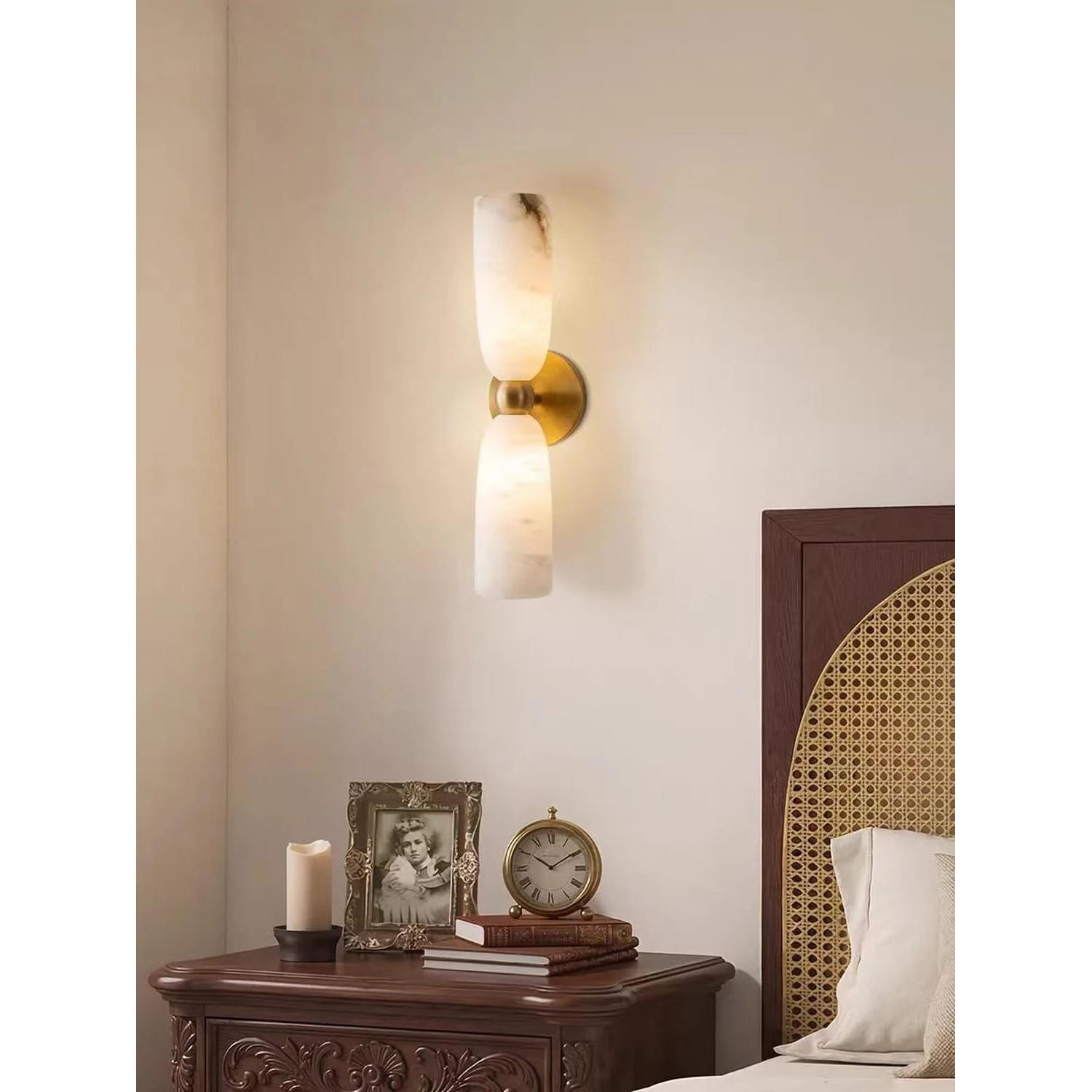 Alabaster Long Wall Sconce — Luxury Marble Wall Lamp for Bedroom &amp; Living Room