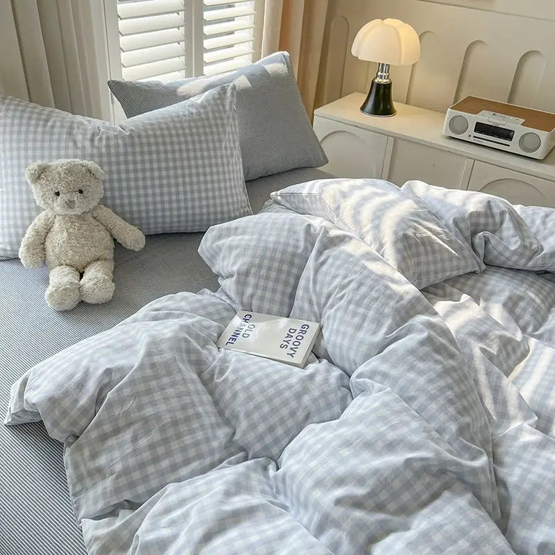 Classic Duvet Cover Set with Pillowcases Flat Sheet Nordic Style No Comforter 2025 New Bedding Kit Double Twin Size Bed Linens Jonine&