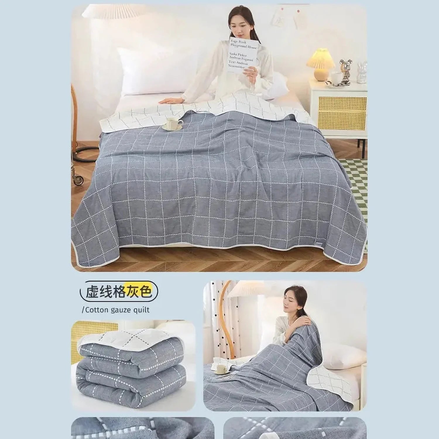 Cool Breathability Summer Quilt Multi-functional Cotton Gauze Fabric Towel Blanket Thin Breathable Duvet Skin-friendly Comforter Jonine’s Corner