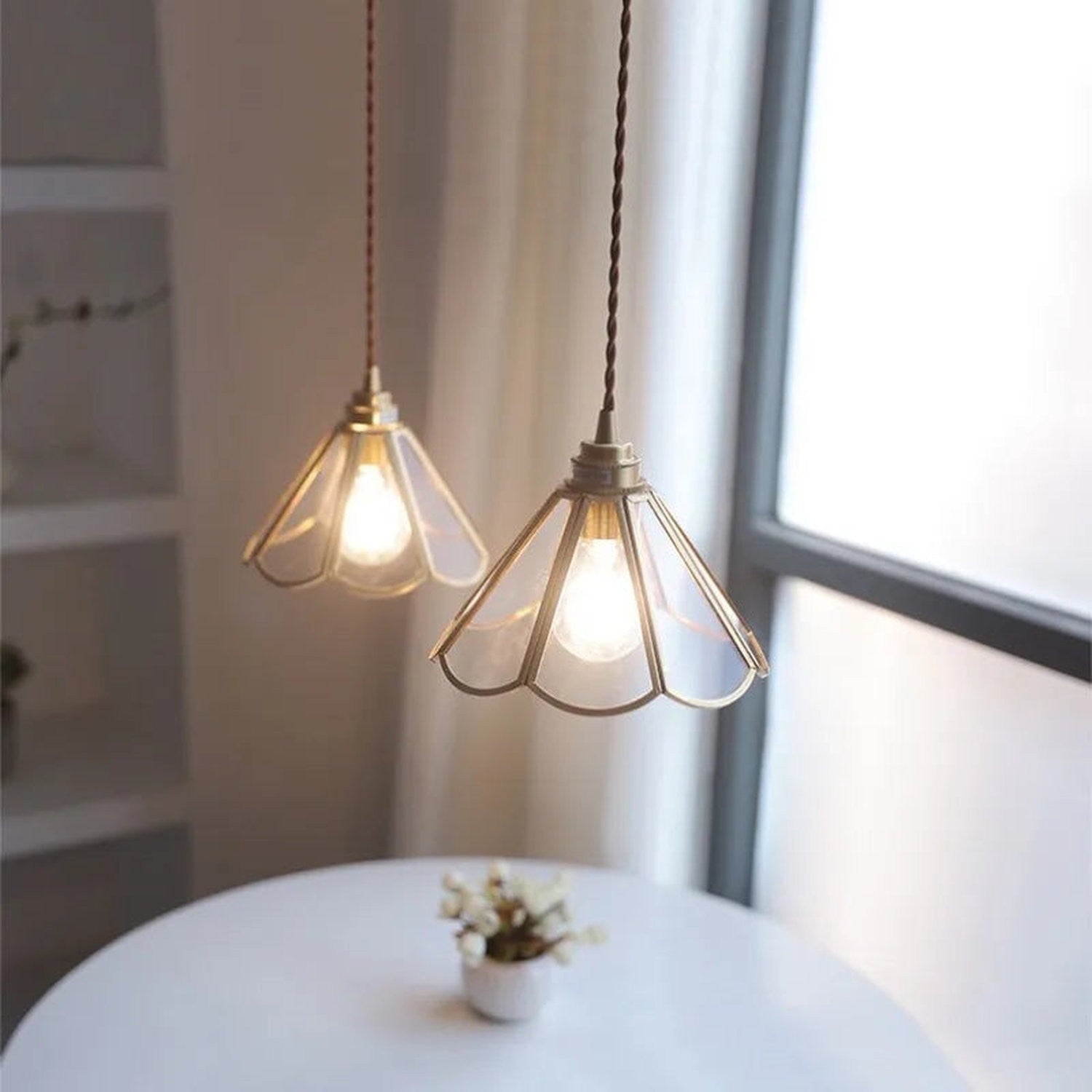 Retro Brass Glass Pendant Light