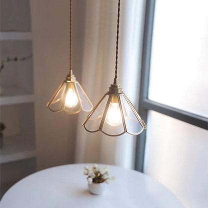 Retro Brass Glass Pendant Light