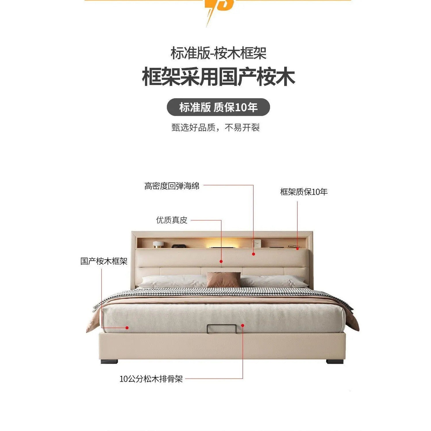 The Storage Bed — Luxury Multifunctional Bed Frame with Storage Headboard