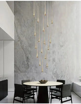 Golden Branch Staircase Chandelier — Multi-Light Pendant for Duplex & Statement Spaces Jonine&