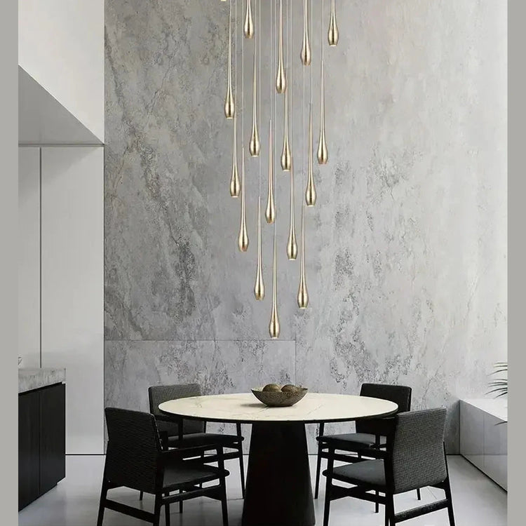 Modern Branch Shaped Gold Bar Staircase Long Chandelier For Duplex Living Room Dining Room Restaurant Home Decor Lustre Fixtures