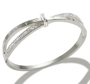 Stainless Steel Crystal Cuff Bracelet Bangle