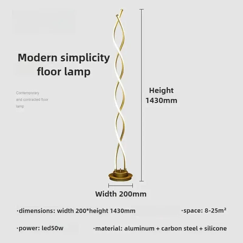 Spiral LED Floor Lamp Nordic Modern Minimalist Bedside Bedroom Living Room Sofa Side Warm Creative Personalized Atmosphere Light Jonine’s Corner