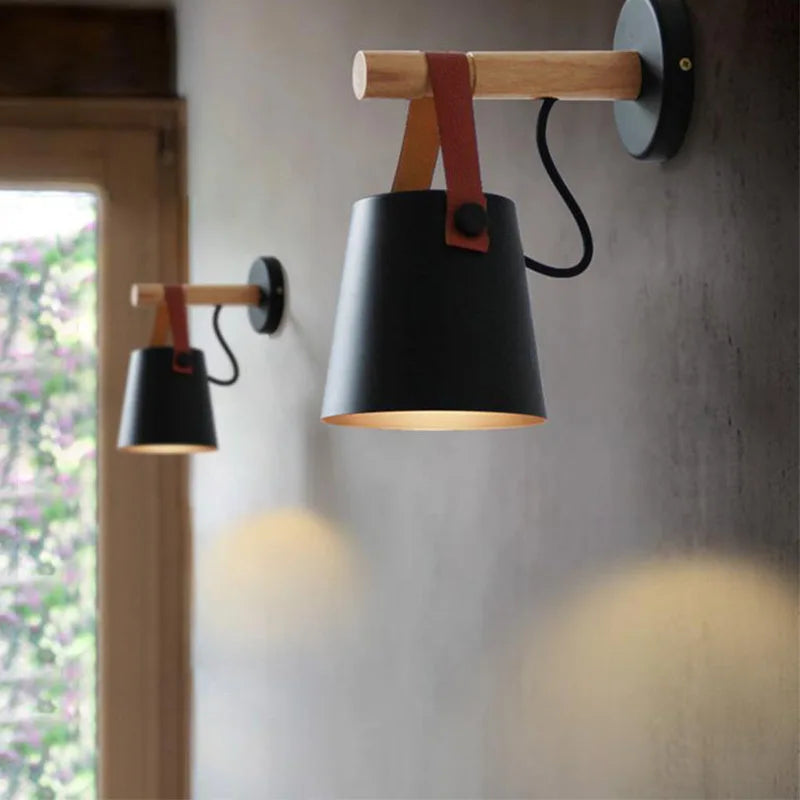 Nordic LED Wall Lamp Wood Creative Lighting Fixture Guest Room Balcony Staircase Sconce Bedroom Bedside Decor Light Chandelier Jonine&
