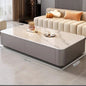 Nordic Clear Designer Coffee Table — Minimalist Living Room Décor featuring a sleek, rectangular design with a glossy marble-like top and smooth curved edges in a modern Nordic style.