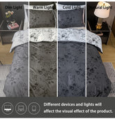 Black and White Plant Print Three-Piece Quilt Cover Set (1 Quilt Cover + 2 Pillowcases) Ultra-Soft Breathable Fabric, Skin-Friendly, Comfortable, Breathable, Machine Washable, Suitable for All Seasons, Elegant and Exquisite, Jonine&
