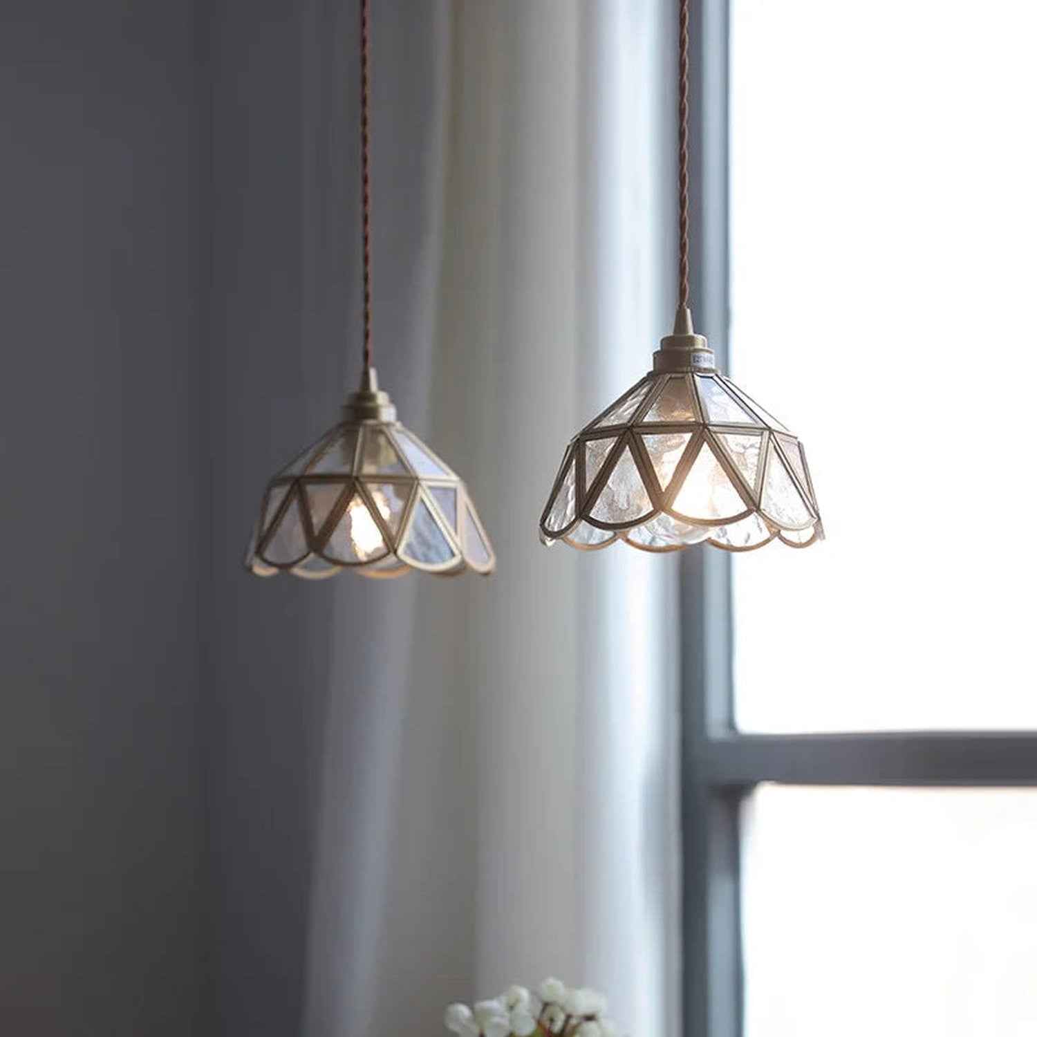 Retro Brass Glass Pendant Light
