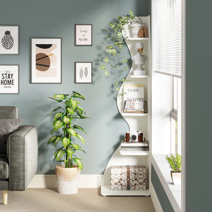 The Corner That Finally Does Something — Tribesigns 5-Tier Wall Corner Bookshelf & Plant Stand