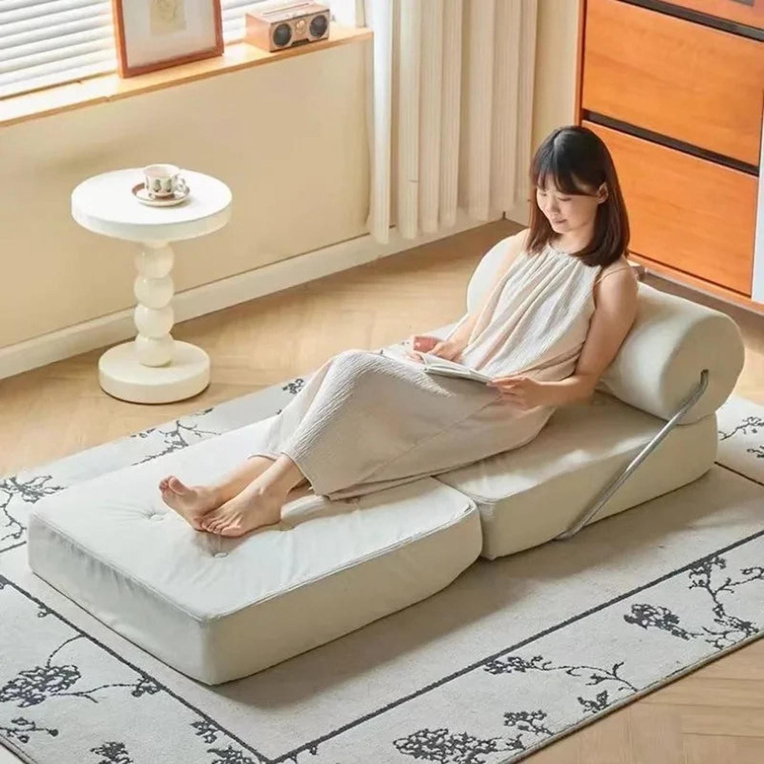Foldable Nordic Sofa Bed — 1-Person Lazy Sofa for Bedroom &amp; Living Room