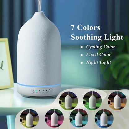 Breathe Easy — Ceramic 100ml Ultrasonic Aromatherapy Diffuser with 7 LED Colors