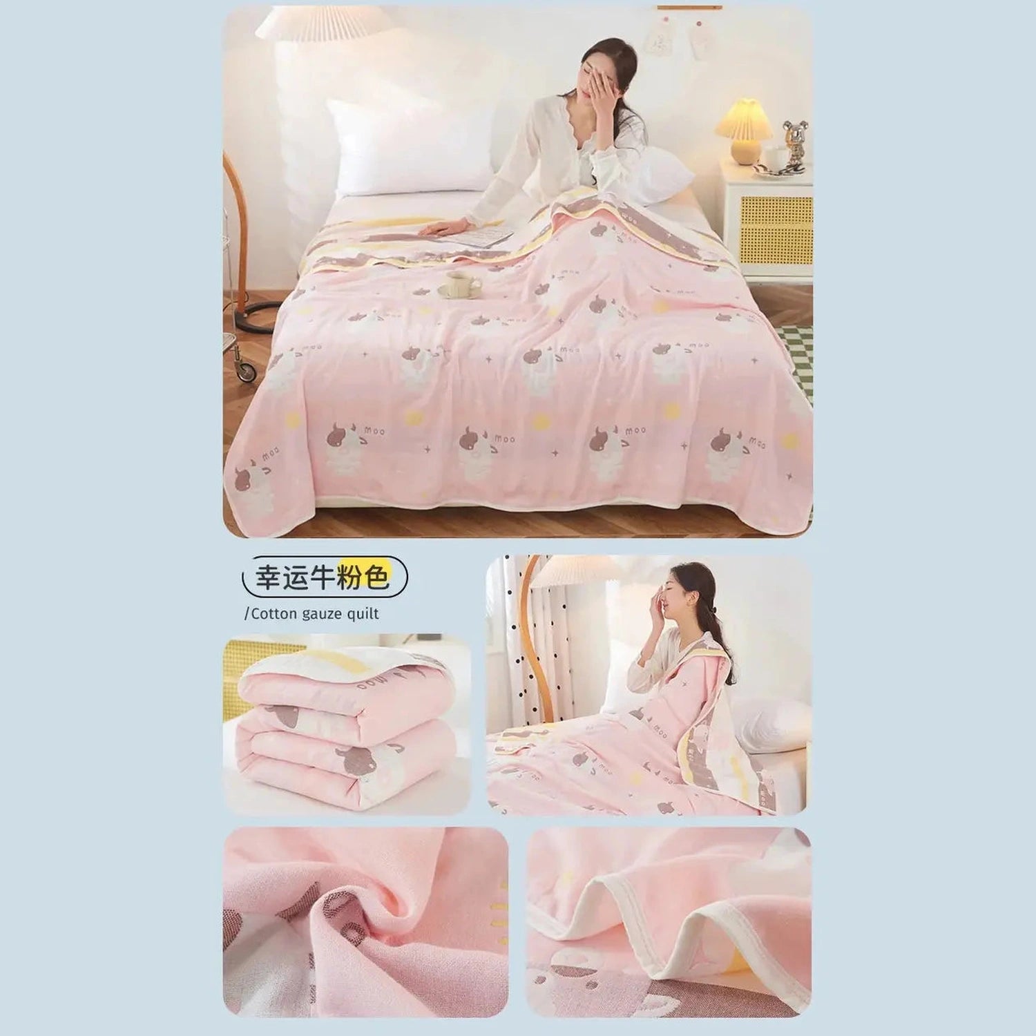 Cool Breathability Summer Quilt Multi-functional Cotton Gauze Fabric Towel Blanket Thin Breathable Duvet Skin-friendly Comforter Jonine’s Corner