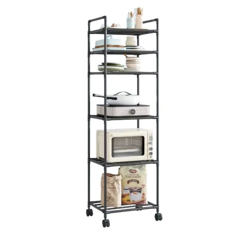 Kitchen storage cart for shelves - multi-level floor-standing household storage unit - bathroom shelf - microwave oven shelf