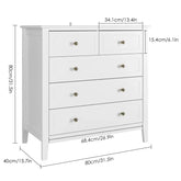 Getone Chest of Drawers Bedroom, Storage Cabinet with 6 Drawers, Sideboard, Bedroom Dresser, 80x40x80cm, White