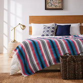 Mexican Handwoven Throw Blanket — Striped Tassel, 130×170cm