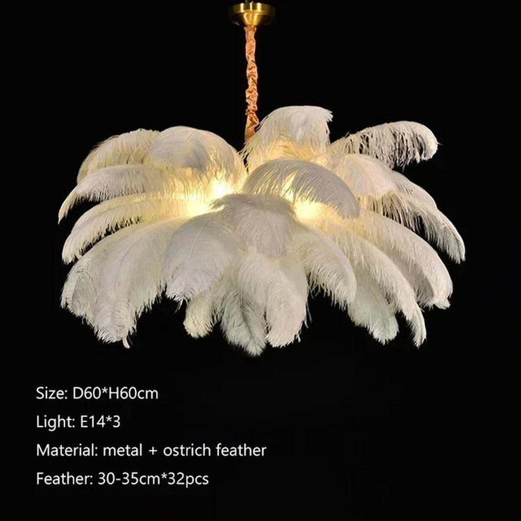 Soft Power — Nordic Ostrich Feather Chandelier for Bedroom & Living Room