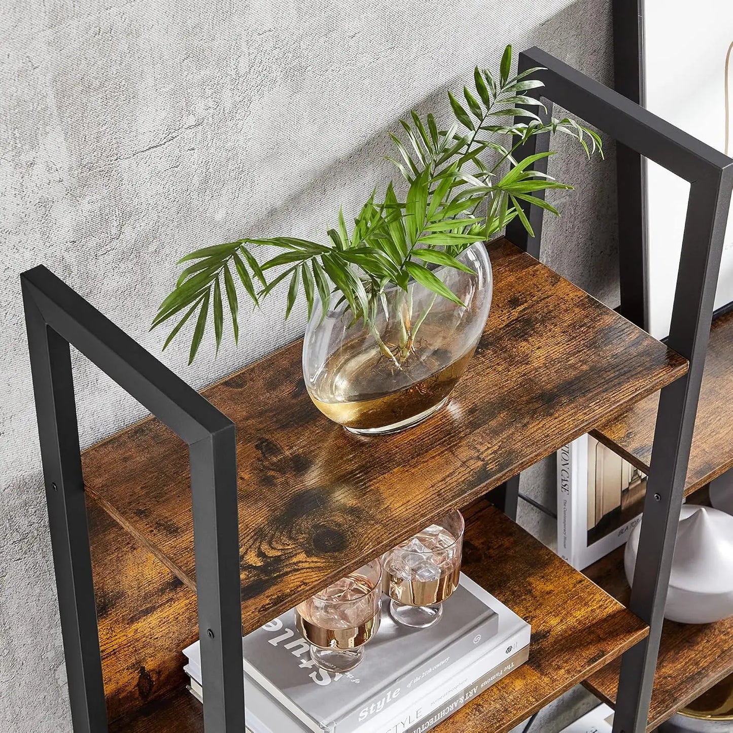 VASAGLE Bookshelf, 14 Shelves, Metal Rack for living room Study office Industrial Design