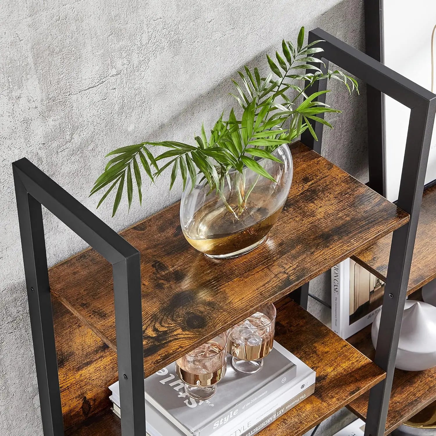 VASAGLE Bookshelf, 14 Shelves, Metal Rack for living room Study office Industrial Design